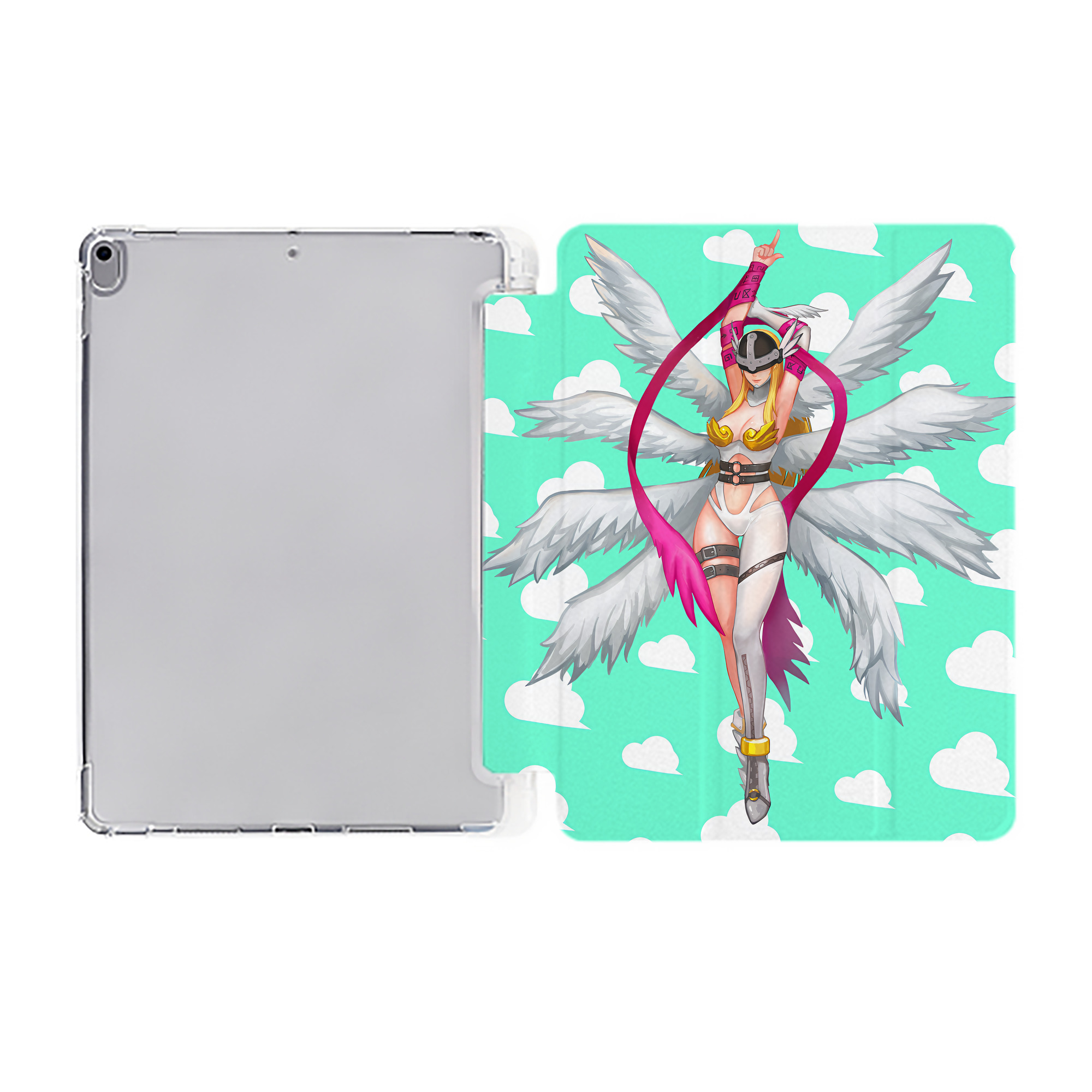 （画像用） Digimon デジタルモンスター/デジモン IPad ケース ペン収納付き 三つ折りスタンド PUレザー×シリコン 対応機種9.5/10.5/10.9インチ